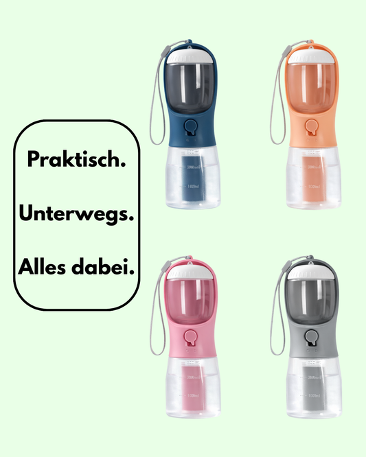 3 in 1 Hundetrinkflasche  - ideal für unterwegs