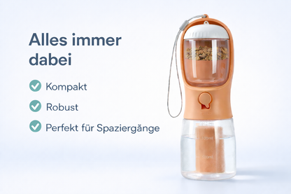 3 in 1 Hundetrinkflasche  - ideal für unterwegs
